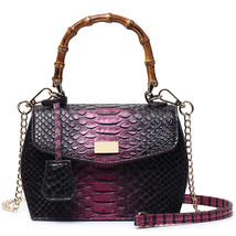 Fashion Maroon Python Pattern Leather Handbag Embossed Leather Designer Women Pu - £37.44 GBP