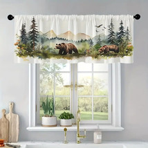 Brown Bears Forestry Mountain Wildlife Window Valance, Modern Rustic,52&quot;... - £12.59 GBP
