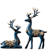 Statues for Home  Figurine Reindeer Blue Large Deer Center Table Living ... - £56.28 GBP