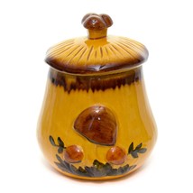 Vintage Ceramic Brown Mushroom Cookie Jar Canister 1970&#39;s Beige 8.5&quot; - £25.69 GBP