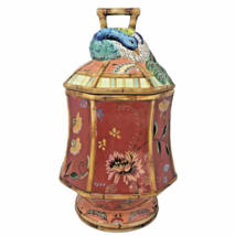 Tracy Porter Artesian Road Cookie Jar Canister Handpainted Peacock Whimsy Boho - £42.53 GBP