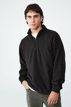 Cotton On Mens Polar Quarter Zip Fleece Sweatshirt in Washed Black-Medium - $24.99