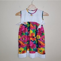 Handmade | Girls Vibrant Colorful Floral Empire Waist Dress - £10.79 GBP