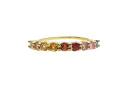 Natural Multi Sapphire Stacking Ring Gold Plated Sterling Silver Sapphir... - $98.99