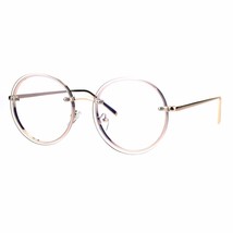 Round Clear Lens Glasses Metal Rims Behind lens Fashion Eyeglasses UV 400 - £13.47 GBP