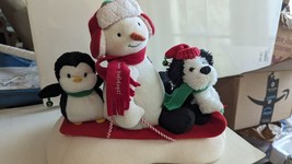 Hallmark Jingle Pals Animated Musical Plush Snowman Penguin Dog Sleigh Ride 2007 - £21.36 GBP