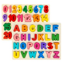 Wooden Puzzles For Toddlers, Alphabet Puzzle And Number Puzzle, 2 In 1 P... - £25.16 GBP