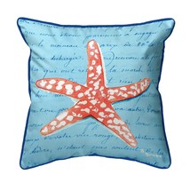 Betsy Drake Coral Starfish Blue Large Indoor Outdoor Pillow 18x18 - £36.83 GBP