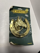 Equestrian Horse Head Solid Brass Horse Shoe Door Knocker Lacquered - $24.74