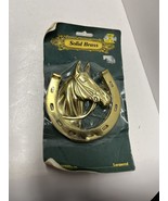 Equestrian Horse Head Solid Brass Horse Shoe Door Knocker Lacquered - £19.32 GBP