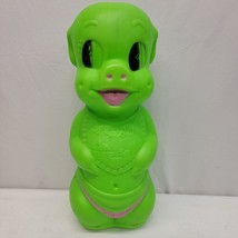 Vintage 1960s Green Piggy Coin Bank Blow Mold Plastic Pig Baby Rare HTF 17&quot; - £30.43 GBP