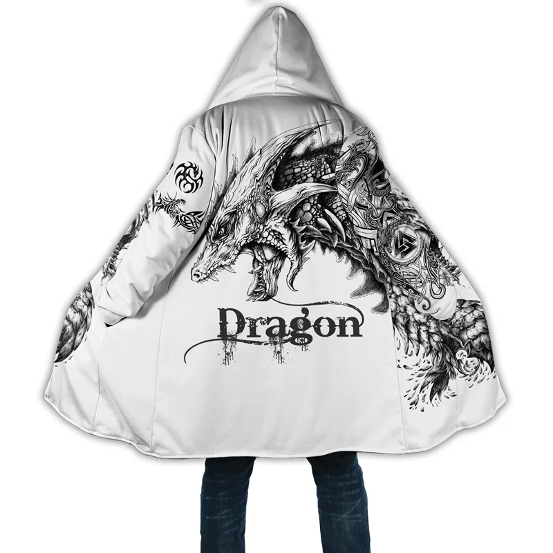 The most fashionable winter cloak  and  armor tattoo 3D printed fleece h... - £181.58 GBP