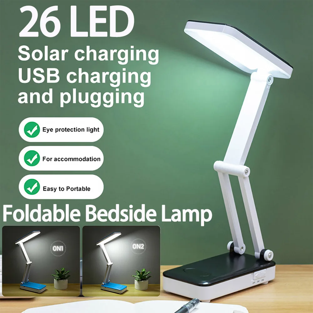 Foldable 26LED Desk Lamp Rechargeable Solar Bedside Table 4500K-6000K - $15.44+