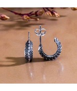 Sterling Silver Dragon Scale Hoop Post Earrings 12mm - $50.98 CAD