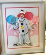 Vintage Framed Oberstein Clown 3D Layered Paper Wall Art (Carmella &#39;89)  - £24.35 GBP
