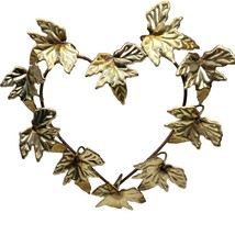 Home Interior HOMCO Wall Hanging Metal Heart Shape Wreath of Leaves Brass MCM #2 - £10.35 GBP