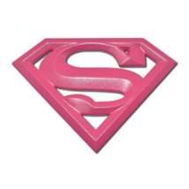 Supergirl Symbol Hot Pink Chrome Plated Emblem Pink - £30.65 GBP