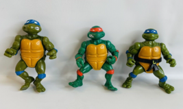Vintage Teenage Mutant Ninja Turtles TMNT - 3 Figures Leonard &amp; Michelangelo - £10.29 GBP