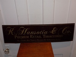 Vintage K. Hansotia &amp; Co. Premium Retail Tobacconist Cigar Metal Sign - $2,005.45 MXN
