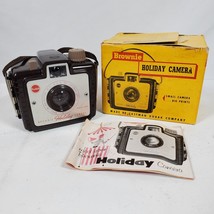 Vintage Brownie Holiday Flash Camera Brown Mini w/ Strap &amp; Box UNTESTED - £21.24 GBP