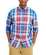 MSRP $55 Club Room Men&#39;s Slim-Fit Stretch Plaid Poplin Shirt Blue Size XL - €21,62 EUR