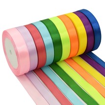 10 Color 250 Yards Rainbow Assortment Satin Ribbons Rolls, 3/5 Inch(15Mm)Thin Fa - £20.71 GBP