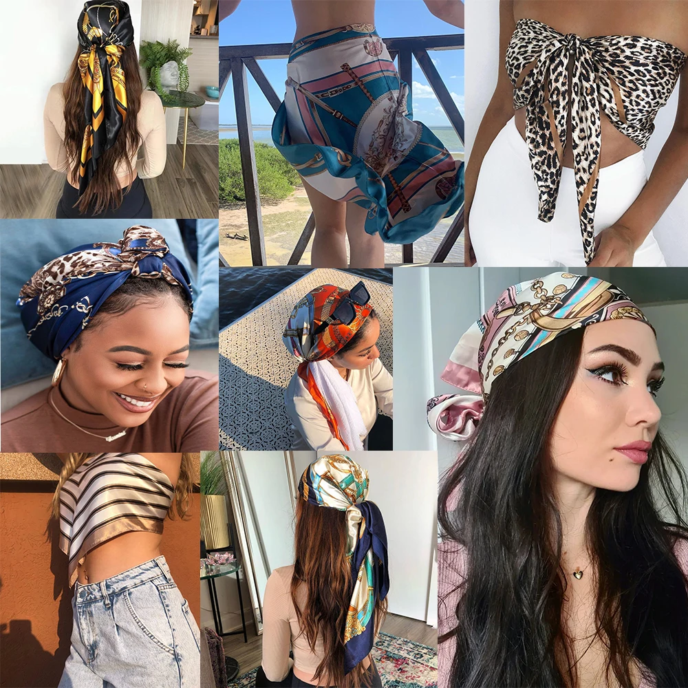 Carftop headwraps for women vintage four seasons hair scarve 90 90cm hijab foulard iuxe thumb200