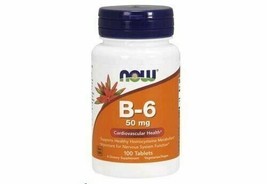 NEW NOW B-6 Gluten Free Supports Healthy Homocysteine Metabolism 50mg 100 Tabs - £9.08 GBP