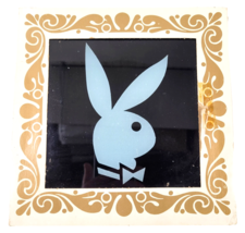 1980s Carnival Glass Mirror Prize Playboy Bunny Framed Decor - $28.71
