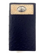 Western Men Black Genuine Leather Ostrich CowFur Metal Emblem Tooled Lon... - $38.76 CAD