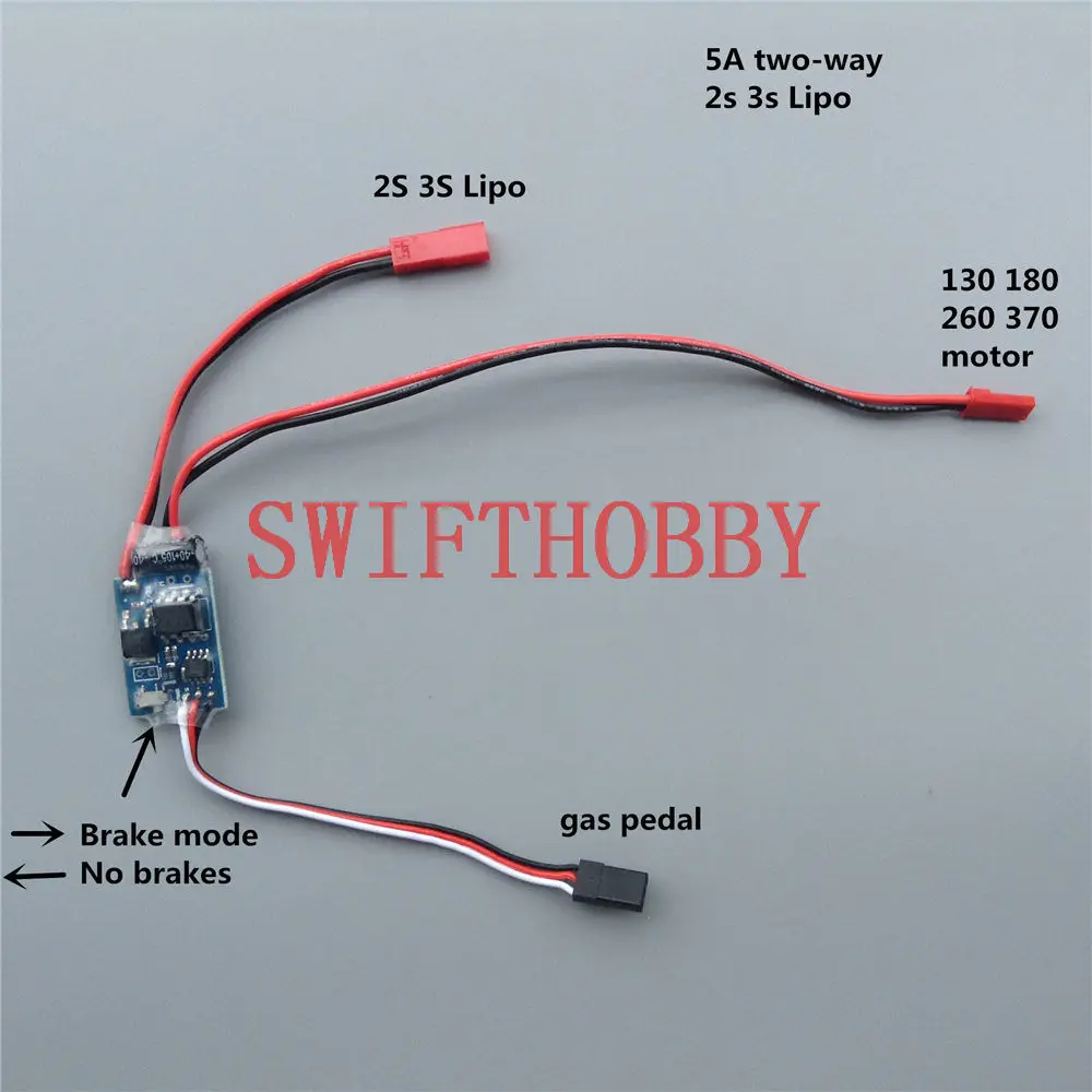 5A Brushed ESC Two-way 2s 3s Lipo 130 180 260 motor RC boat car Speed Controller - £13.67 GBP
