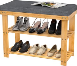 3 Tier Bamboo Shoe Holder For Entry Indoor Entrance Hallway Bedroom Living Room - £55.30 GBP