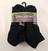 Billabong Mens 8 Pack Black Half Cushion Low Cut Socks Size 10-13 Shoe 8... - $25.73