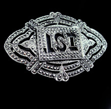 Fancy Sterling brooch - Antique Marcasite pin - Initial letter IST LSI p... - £98.77 GBP