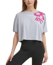 Calvin Klein Womens Activewear Performance Graffiti Logo T-Shirt Pearl Grey L - £25.41 GBP