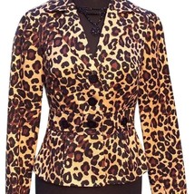 Cache Brown Multi Cotton Silk Congo Animal Print Lined Jacket Top New $208 NWT - £160.92 GBP