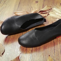 Plus size Genuine Leather Flat Shoes Woman Handmade Leather Loafers Flexible Spr - £22.67 GBP