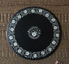 24&quot; Black Marble Paua Shell Art Coffee Table Top Handmade Art Decor Furniture - £747.30 GBP