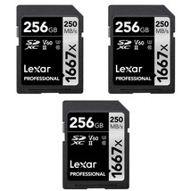 Lexar Professional SDHC/SDXC 1667x UHS-II 256GB Memory Card (3-Pack) - £297.74 GBP