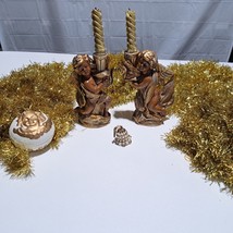 Vintage Christmas Angle Candle Holders, Candle, Beaded Ornament, Tinsel - £8.47 GBP