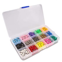 Yalis Push Pins Marking Map Tacks 1/8-Inch Plastic Beads Head, 15 Assorted Color - £15.14 GBP