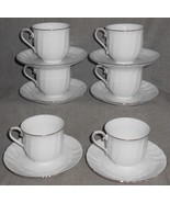 Set (6) Mikasa WEDDING BAND PLATINUM PATTERN Cups and Saucers MADE IN JAPAN - $81.39 CAD