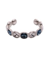 Rebecca Bangle With Square Blue and White Swarovski Crystals in Stainles... - £255.63 GBP