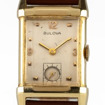 Bulova 14k Oro Giallo Uomo Vintage Mano-Avvolgimento Abito Orologio 7AK - £1,009.02 GBP