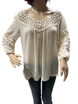 Solitaire Ivory Cream Crochet Lace Boho Festival Sheer Womens Blouse Siz... - £15.17 GBP