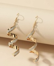 Gold earrings - drop dangle - swirl earrings - £8.89 GBP