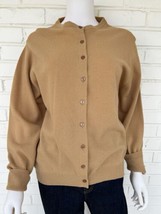 Vintage The Scotch House Scotland Cardigan Sweater 100% Lambswool Tan Si... - $82.19