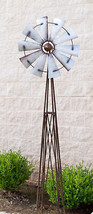 81&quot;H Oversized Rustic Western Country Farm Windmill Outpost Galvanized Metal - £131.86 GBP