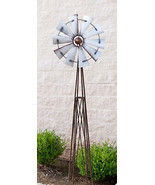 81&quot;H Oversized Rustic Western Country Farm Windmill Outpost Galvanized M... - $224.11 CAD