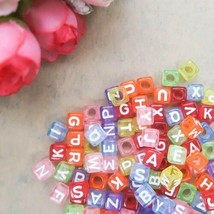 50 Letter Beads Alphabet Acrylic Assorted Lot BULK Wholesale Rainbow Cube - £4.90 GBP